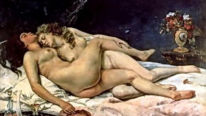 Sleep Gustave Courbet naked Lesbians nude lovers women hot sexy ladies with bare breasts and naughty nipples.